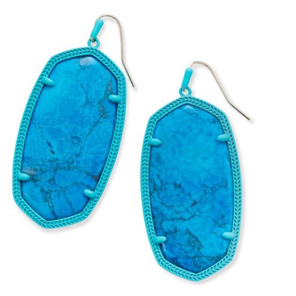 NWT Kendra Scott Danielle Earrings Aqua Howlite & Matte Blue Very Rare & Retired